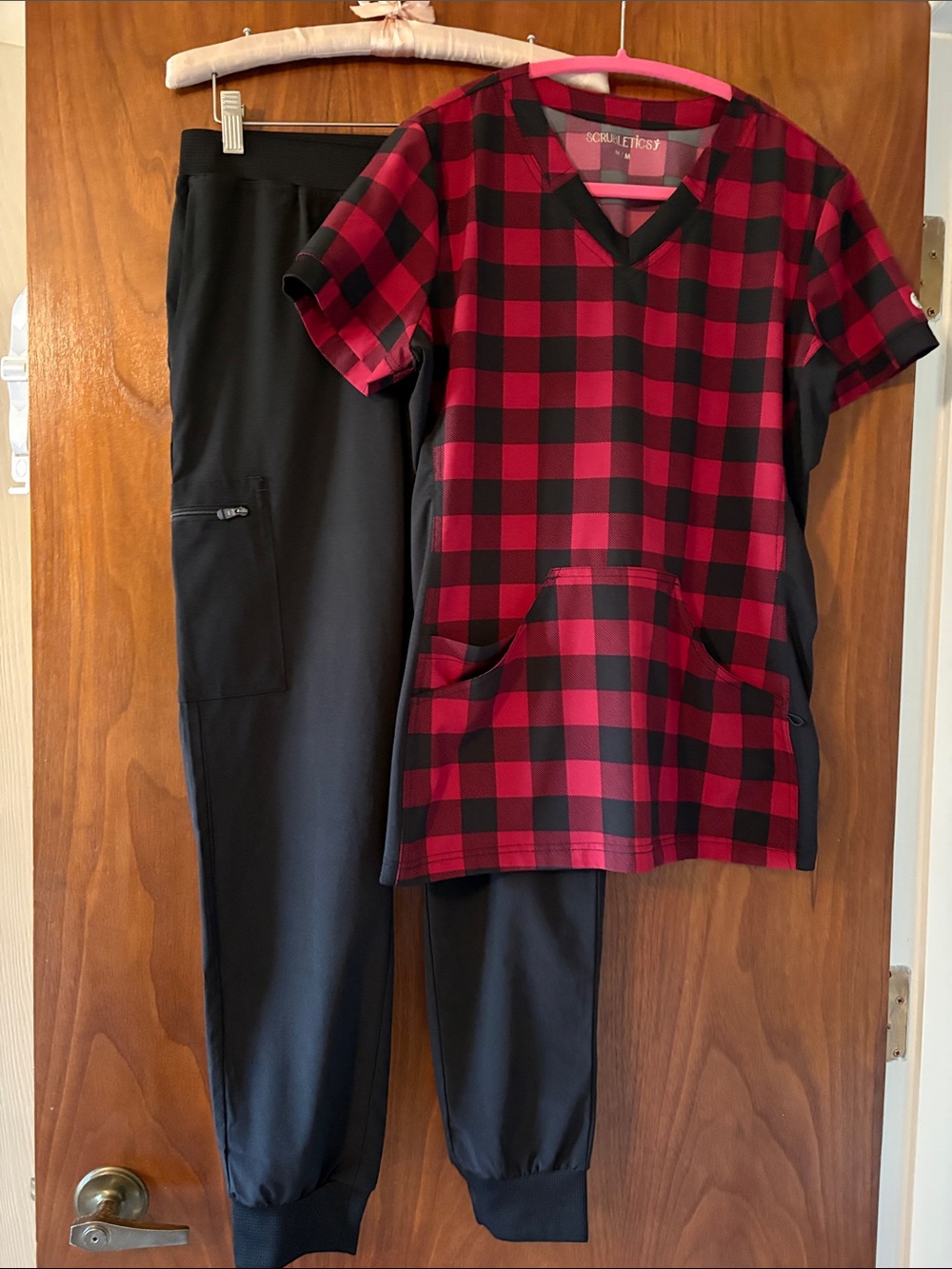 Scrubs Collection Women’s Red and Black Buffalo Check  set of 2